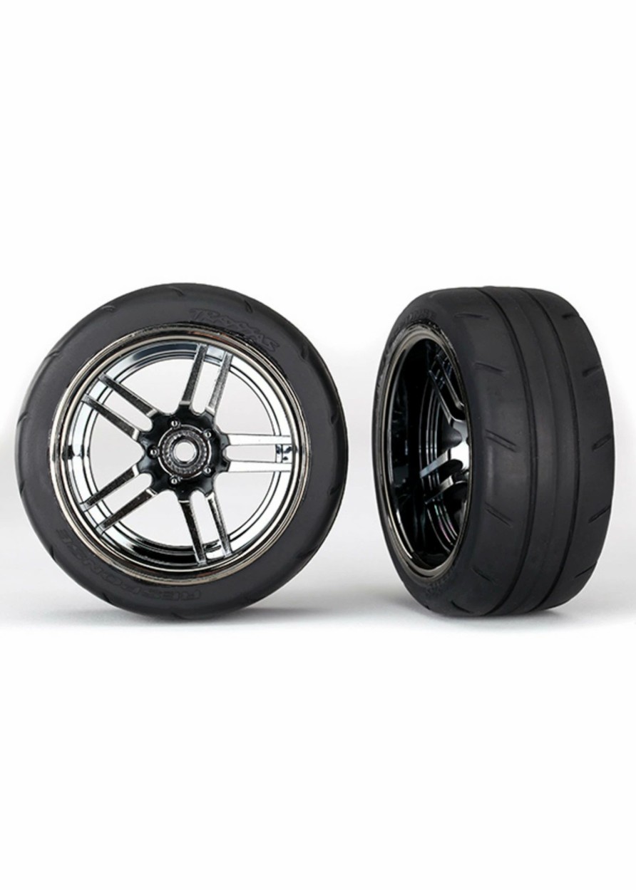 Cars & Trucks * | Traxxas 8374 Split-Spoke Black Chrome Wheels / 1.9 Response Tires X-Wide