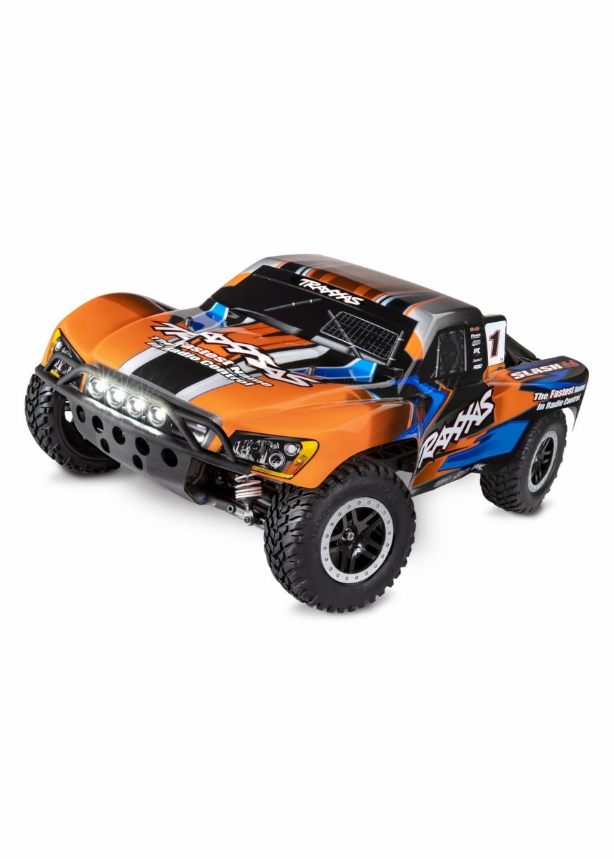 Cars & Trucks * | Traxxas 1/10 Slash 4X4 Rtr Brushed Sct With Led Lights Orange