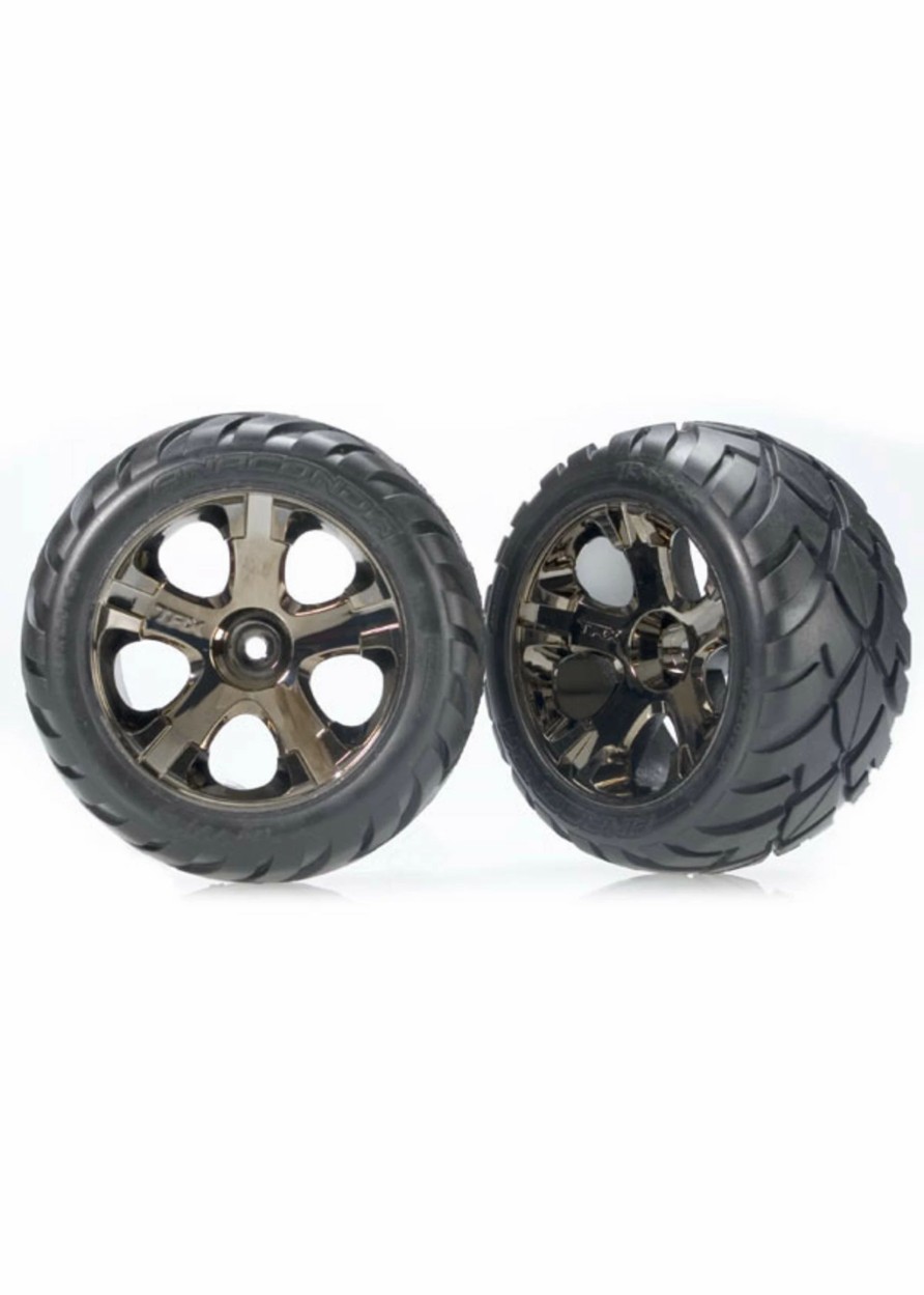 Cars & Trucks * | Traxxas 3776A All-Star Black Chrome Wheels / Anaconda Tires