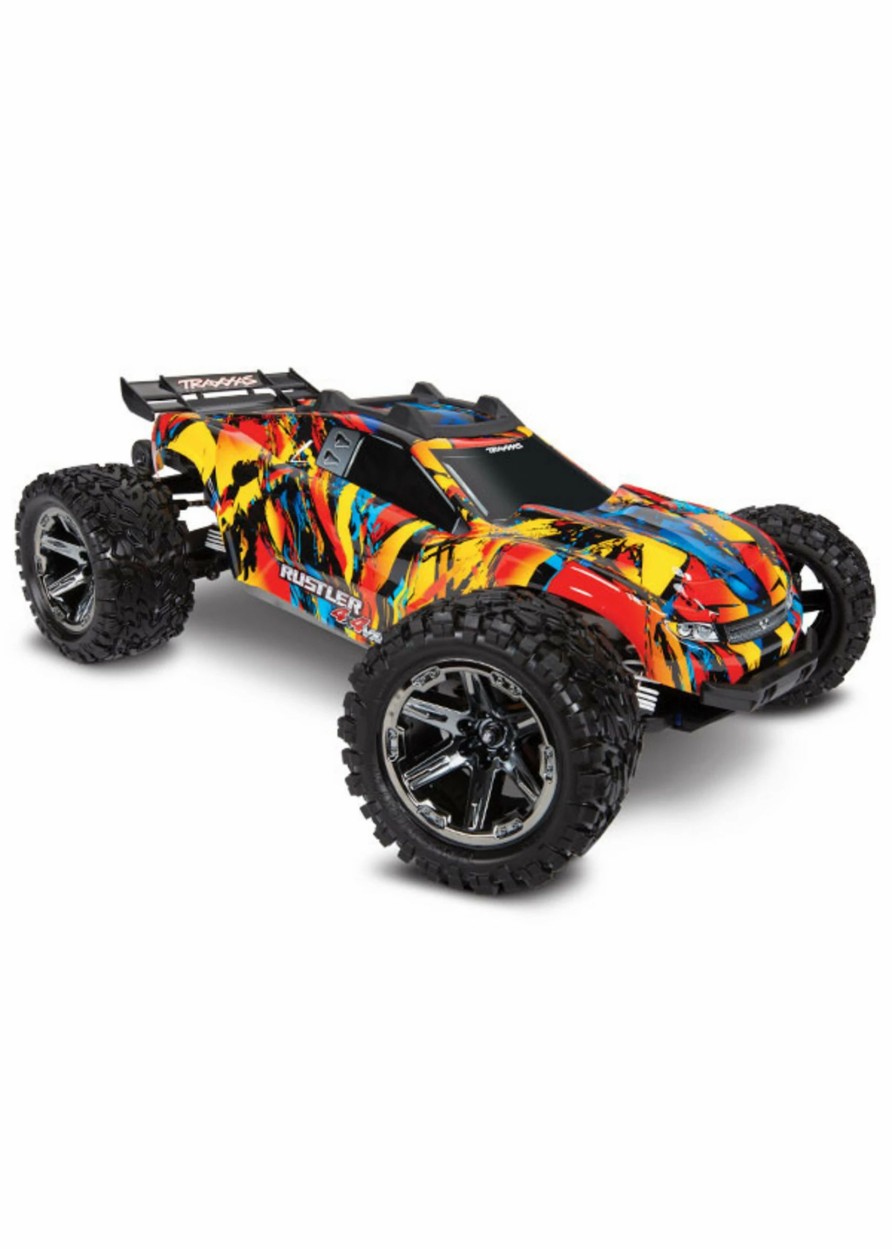 Cars & Trucks * | Traxxas 1/10 Rustler 4X4 Vxl Brushless Rtr 4Wd Stadium Truck Solar Flare