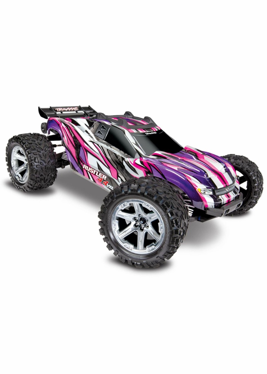 Cars & Trucks * | Traxxas 1/10 Rustler 4X4 Vxl Brushless Rtr 4Wd Stadium Truck Pink