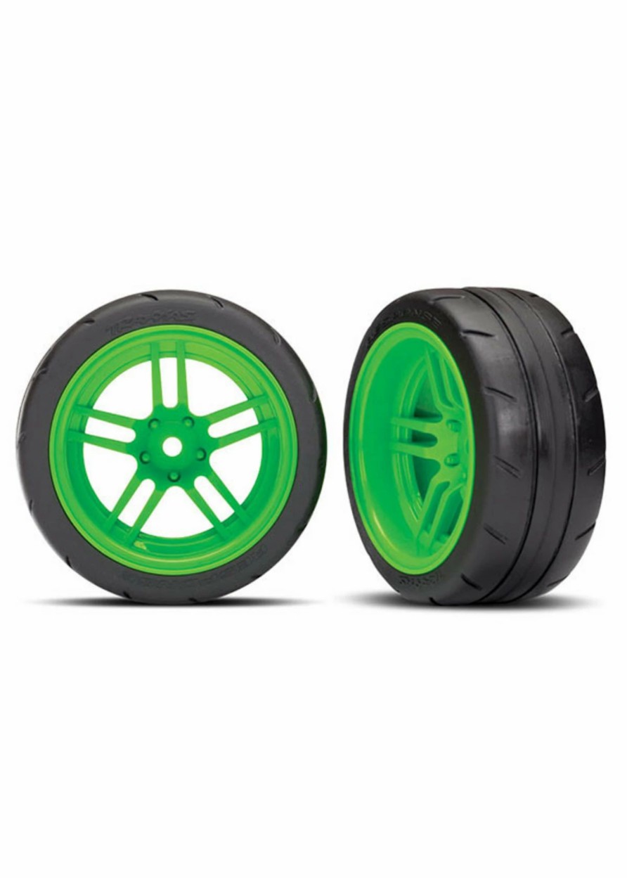 Cars & Trucks * | Traxxas 8374G Split-Spoke Green Wheels / 1.9 Response Tires