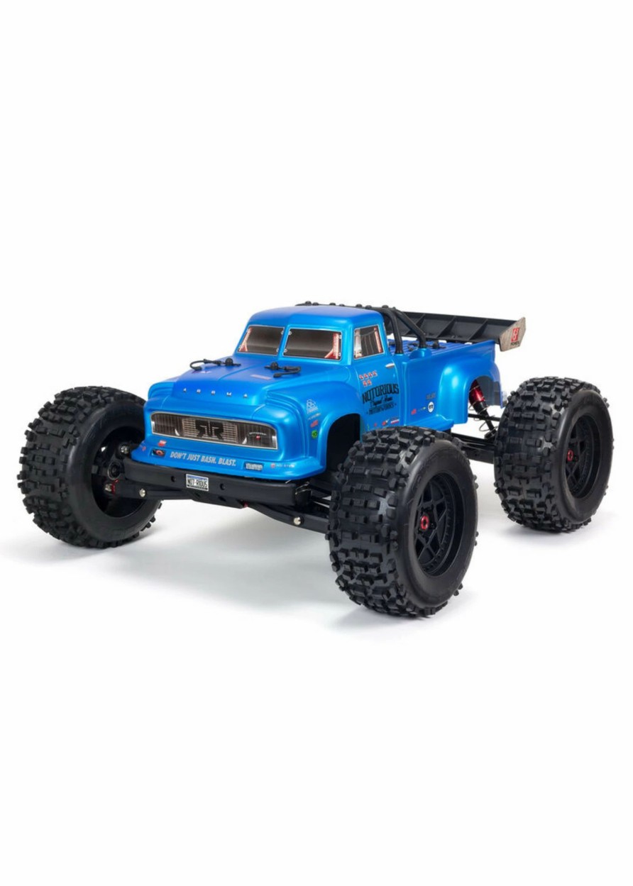 Cars & Trucks * | Arrma 1/8 Notorious 6S V5 4Wd Blx Stunt Truck With Spektrum Firma Rtr Blue