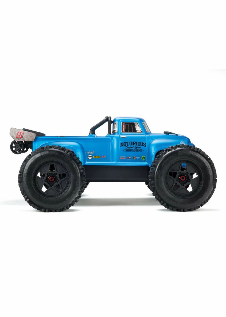 Cars & Trucks * | Arrma 1/8 Notorious 6S V5 4Wd Blx Stunt Truck With Spektrum Firma Rtr Blue