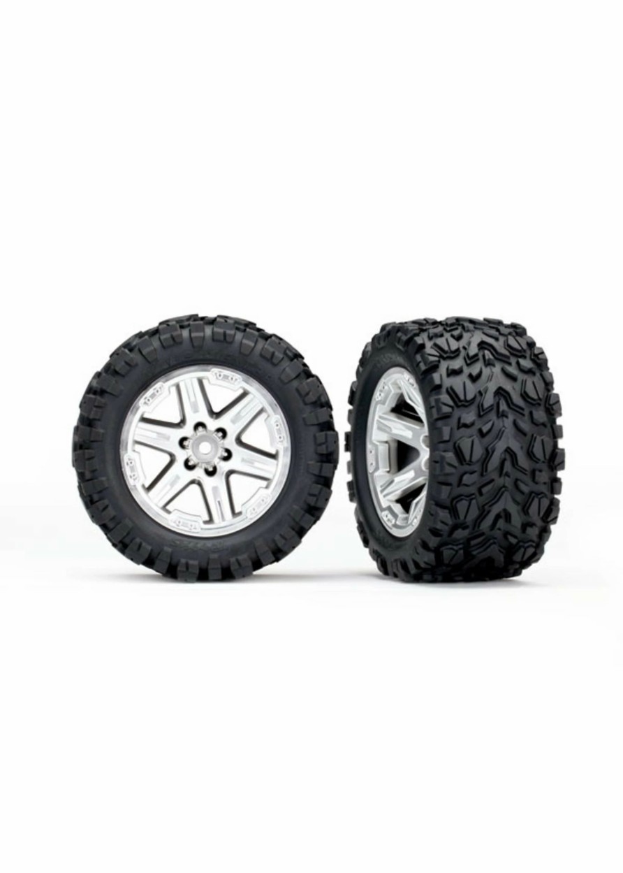 Cars & Trucks * | Traxxas 6774R Rxt Satin Chrome Wheels / Talon Extreme Tires