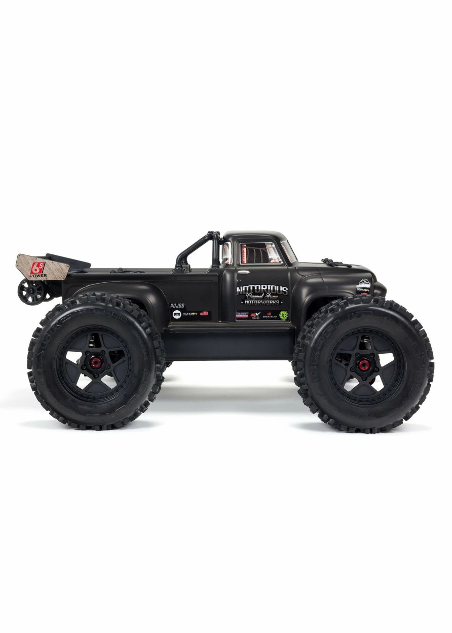 Cars & Trucks * | Arrma 1/8 Notorious 6S V5 4Wd Blx Stunt Truck With Spektrum Firma Rtr Black